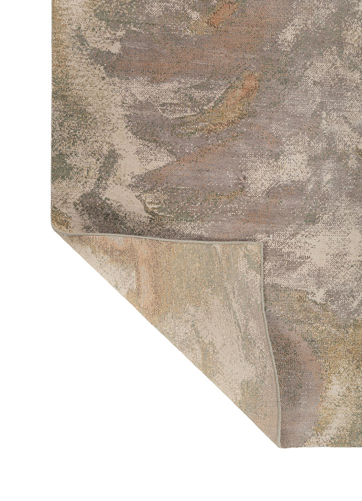 entropy ivory wool and silk hand knotted Rug - Perspective