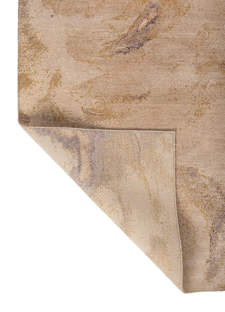 entropy beige and brown wool and silk hand knotted Rug - Perspective