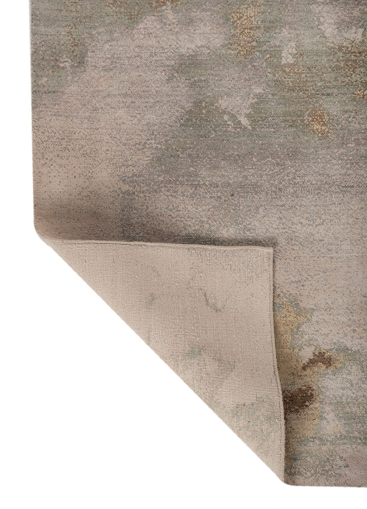 entropy ivory wool and silk hand knotted Rug - Perspective