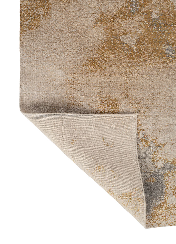 entropy ivory wool and silk hand knotted Rug - Perspective