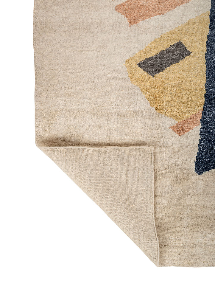 sthir beige and brown wool hand knotted Rug - Perspective