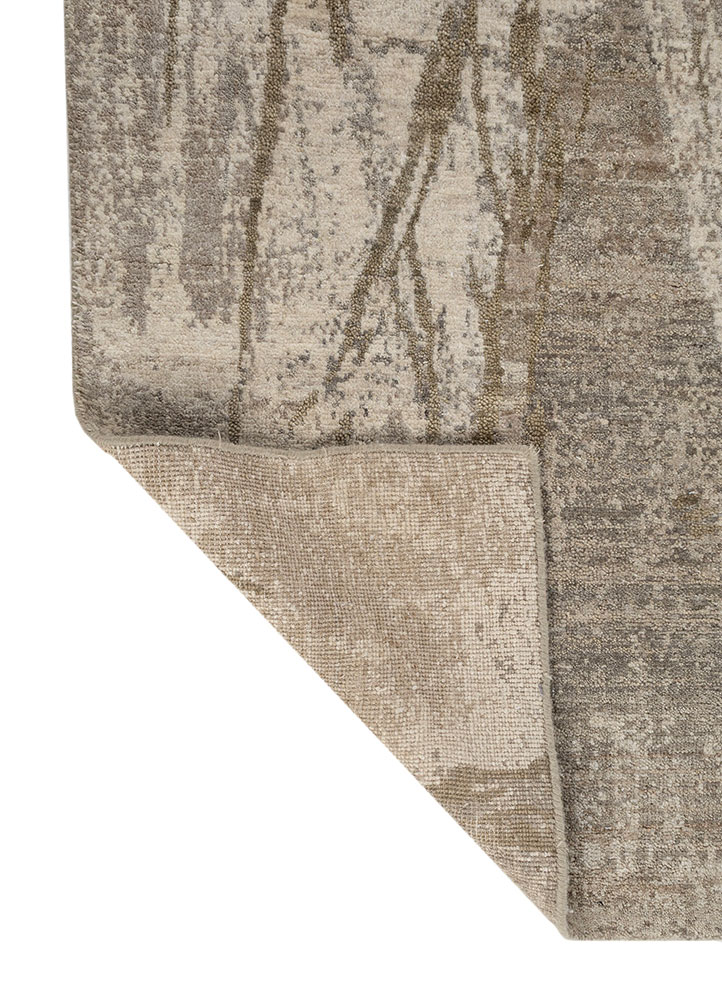 entropy beige and brown wool hand knotted Rug - Perspective