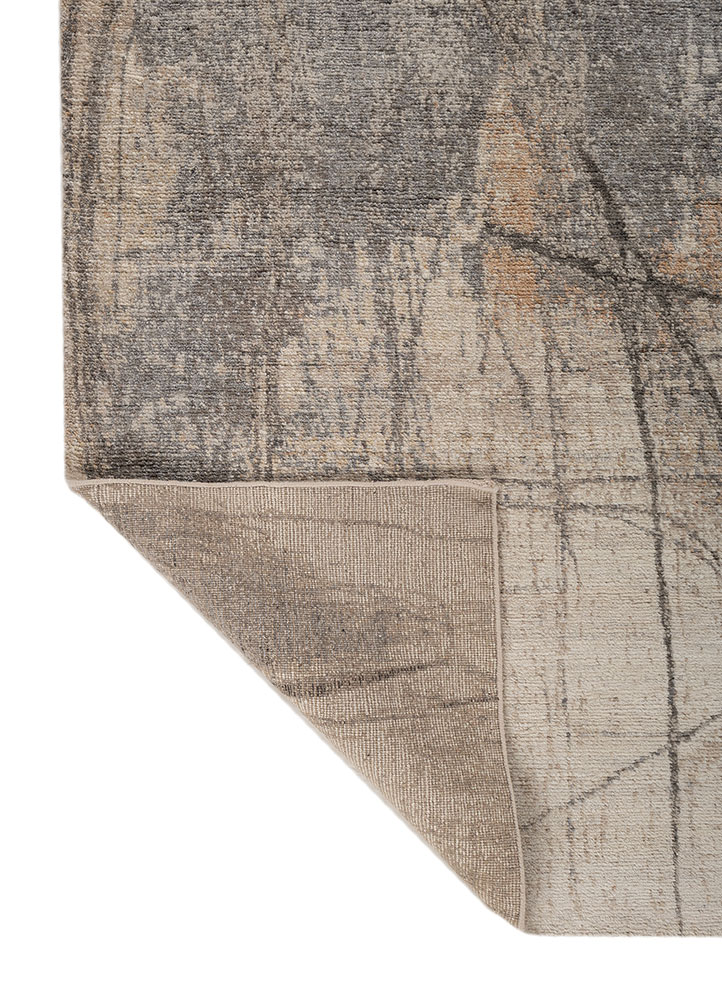 entropy beige and brown wool hand knotted Rug - Perspective