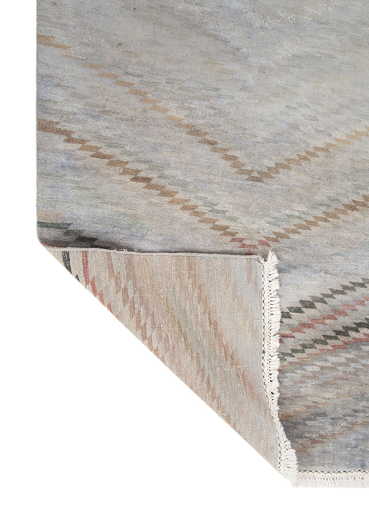 weaver art reserve blue wool hand knotted Rug - Perspective