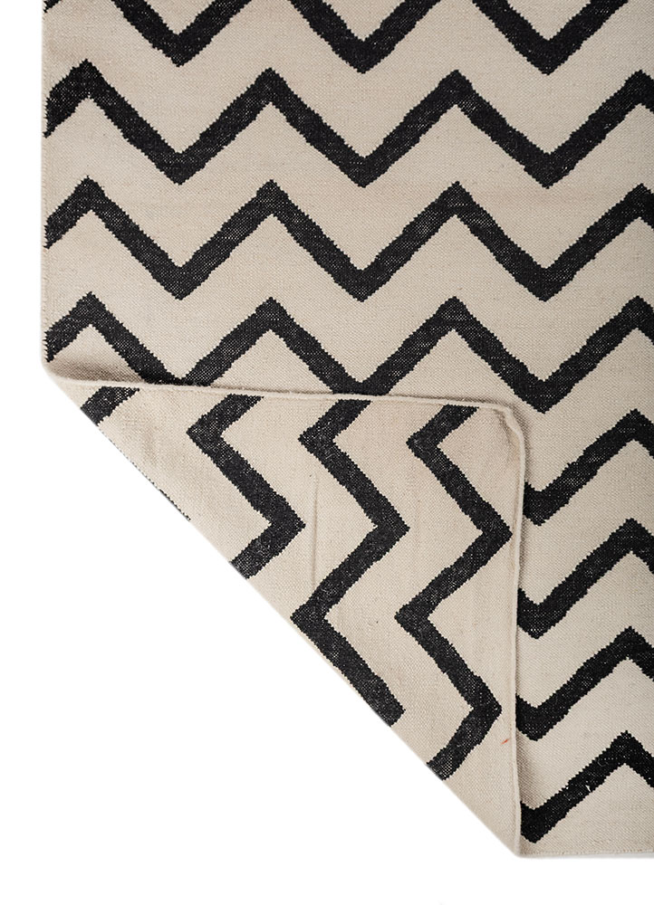 indusbar beige and brown wool flat weaves Rug - Perspective