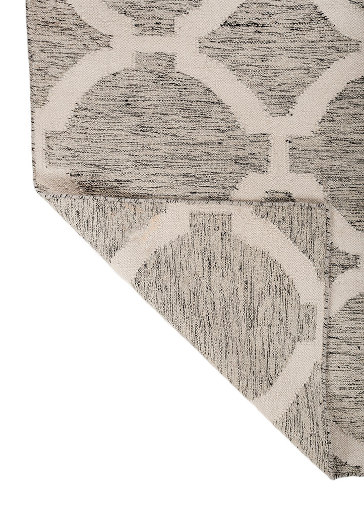 indusbar grey and black wool flat weaves Rug - Perspective