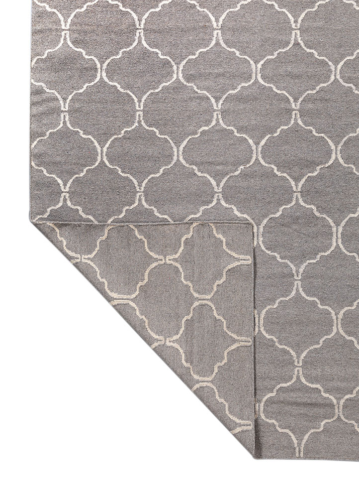indusbar grey and black wool flat weaves Rug - Perspective