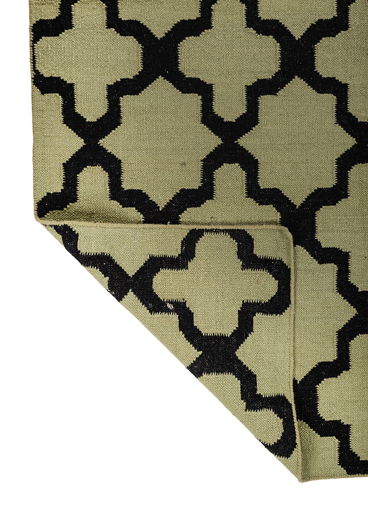 indusbar green wool flat weaves Rug - Perspective