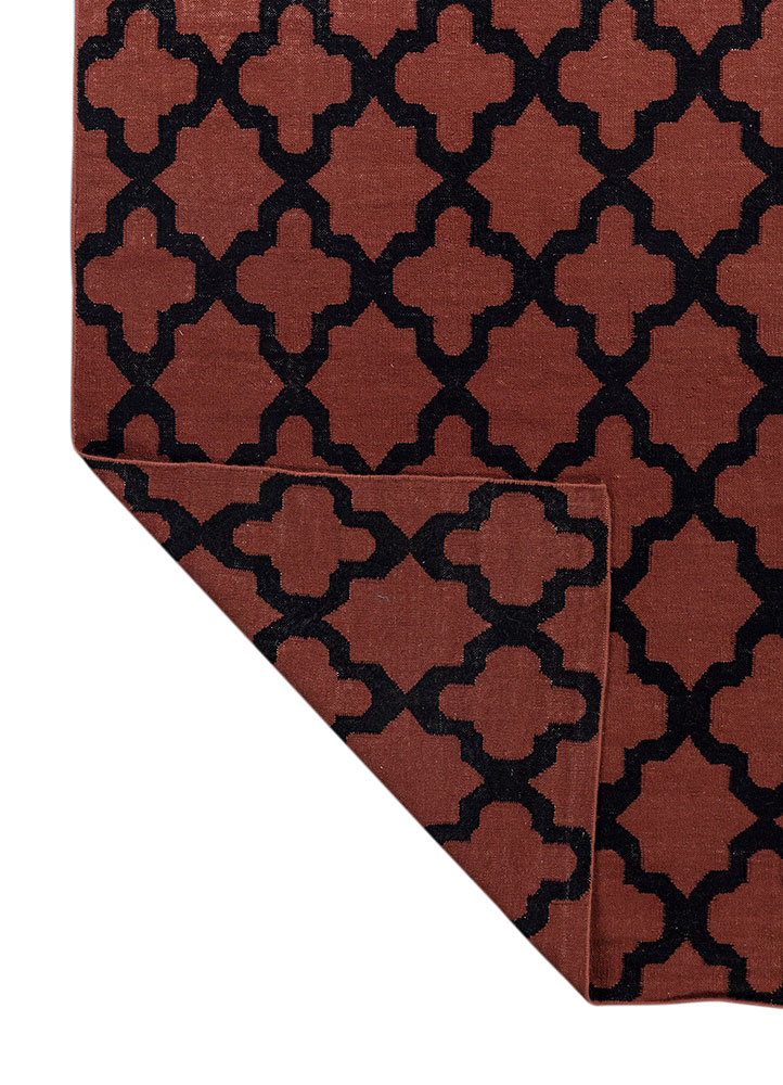 indusbar red and orange wool flat weaves Rug - Perspective