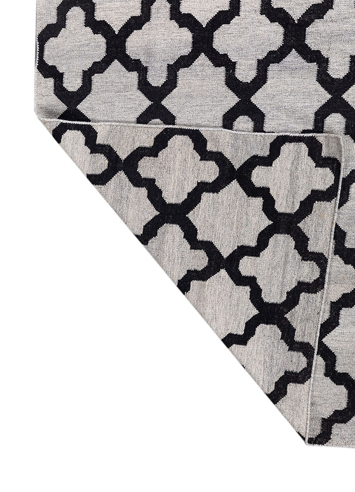 indusbar blue wool flat weaves Rug - Perspective
