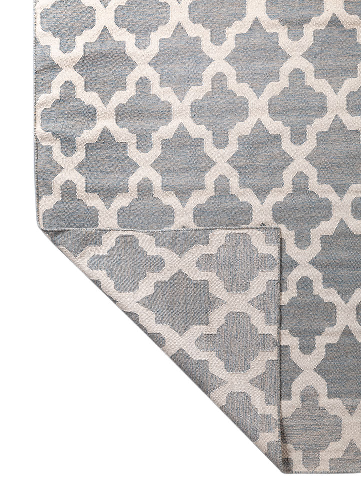 indusbar grey and black wool flat weaves Rug - Perspective