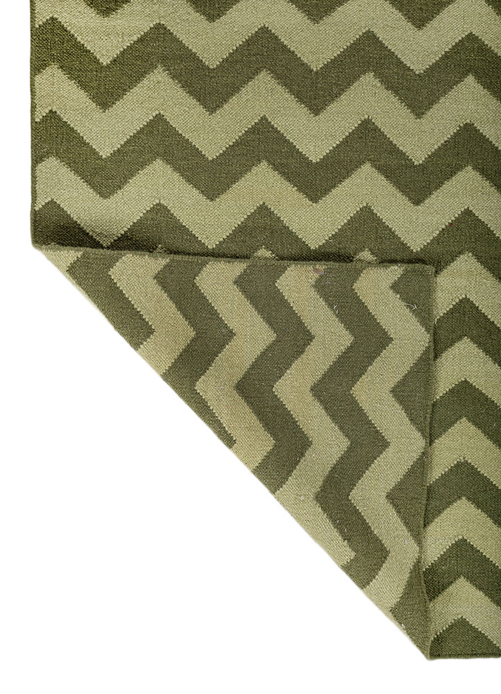 indusbar green wool flat weaves Rug - Perspective