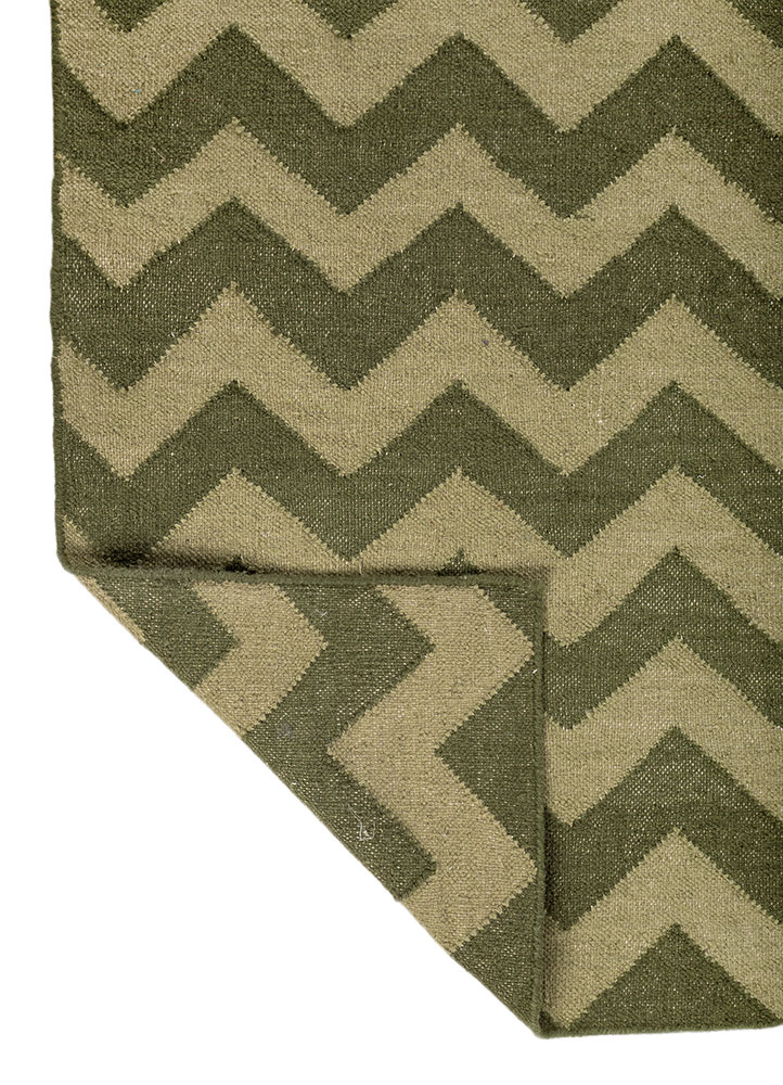 indusbar green wool flat weaves Rug - Perspective