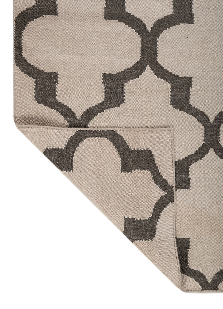 indusbar grey and black wool flat weaves Rug - Perspective