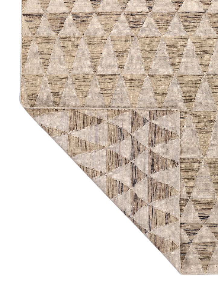 indusbar beige and brown wool flat weaves Rug - Perspective