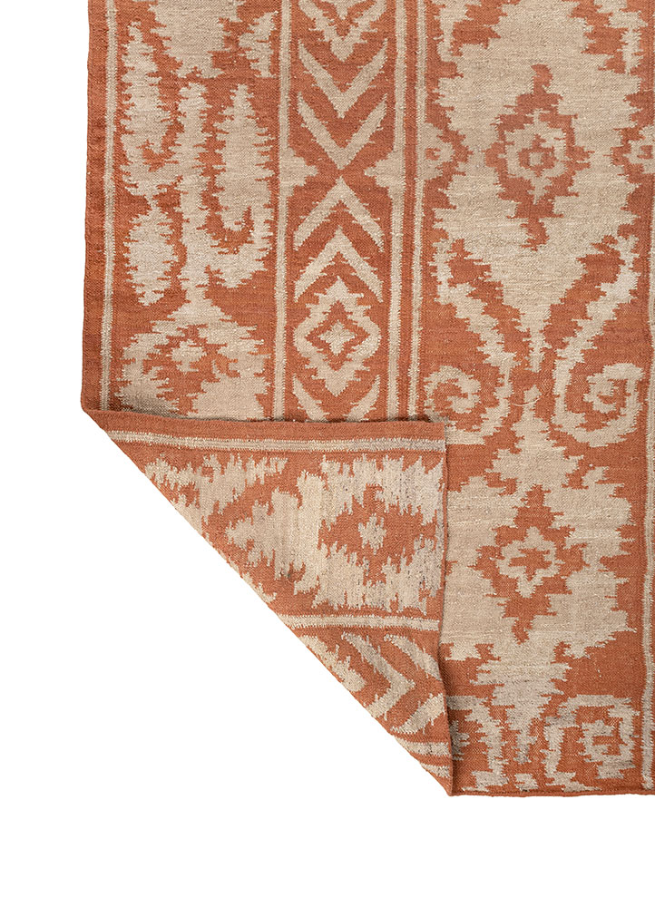 indusbar red and orange wool flat weaves Rug - Perspective