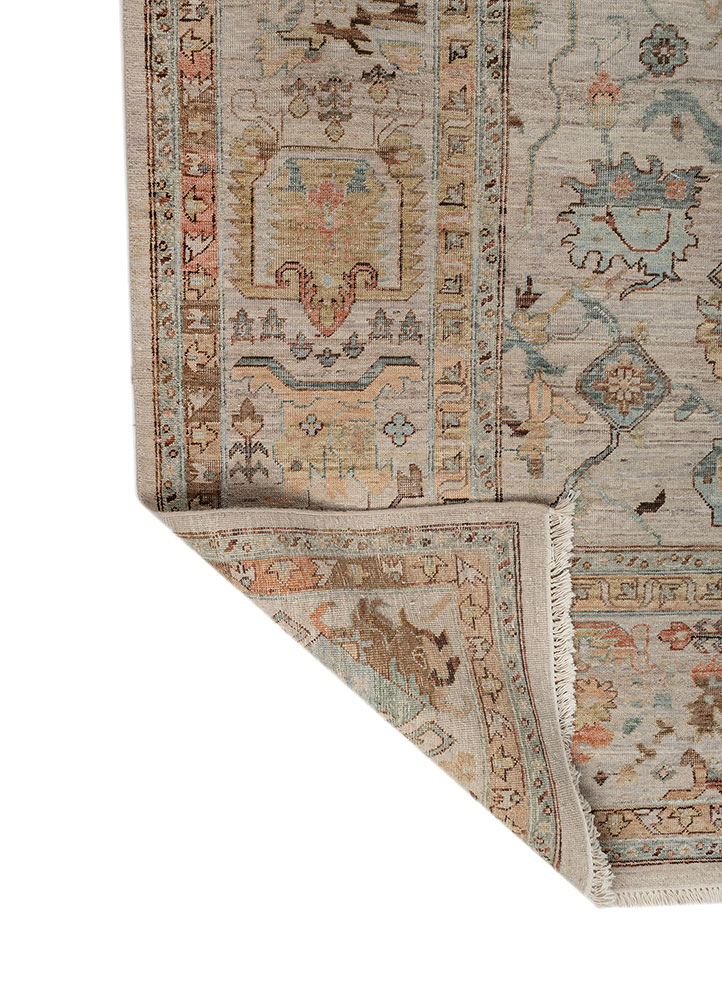 someplace in time ivory afghan wool hand knotted Rug - Perspective