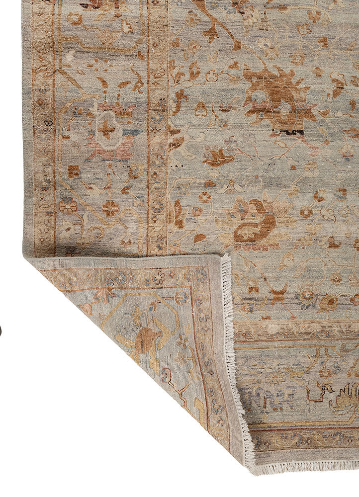 someplace in time blue wool hand knotted Rug - Perspective