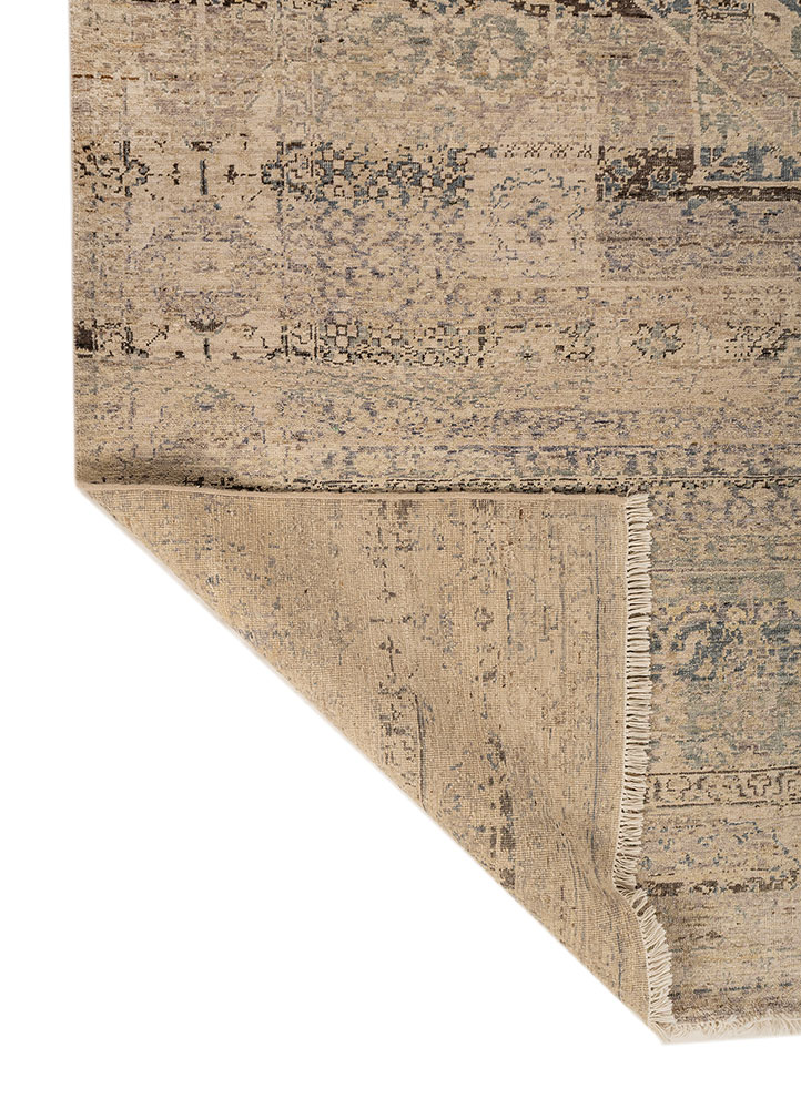 someplace in time ivory afghan wool hand knotted Rug - Perspective