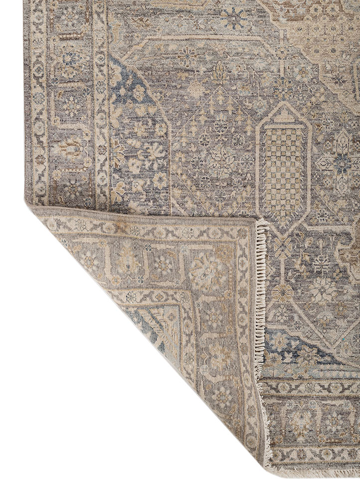 someplace in time blue afghan wool hand knotted Rug - Perspective