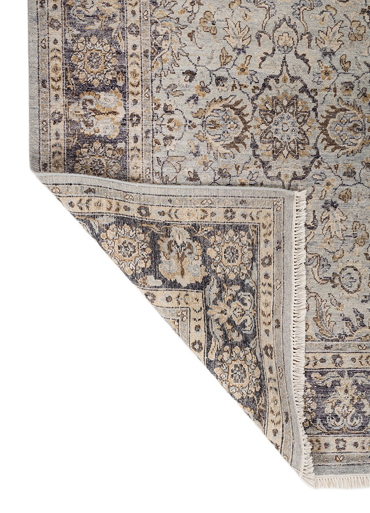someplace in time blue afghan wool hand knotted Rug - Perspective