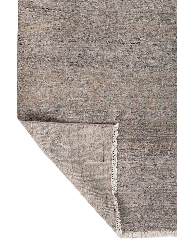 someplace in time grey and black afghan wool hand knotted Rug - Perspective