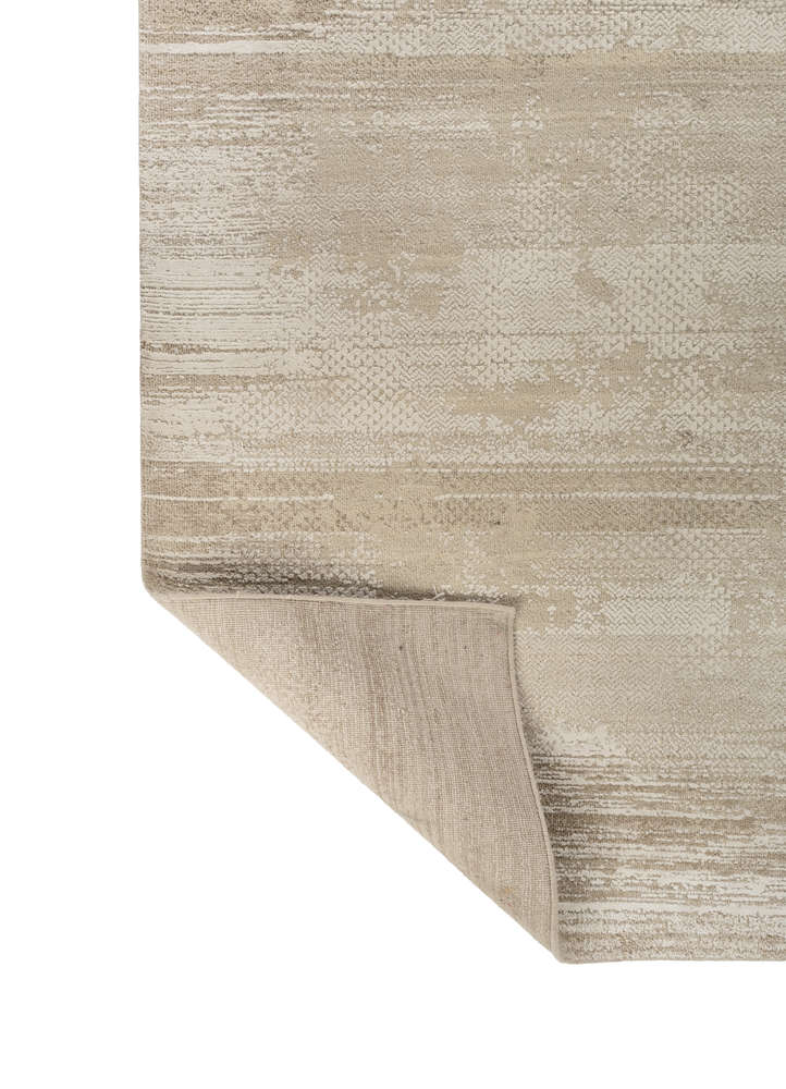 manifest beige and brown wool and silk hand knotted Rug - Perspective
