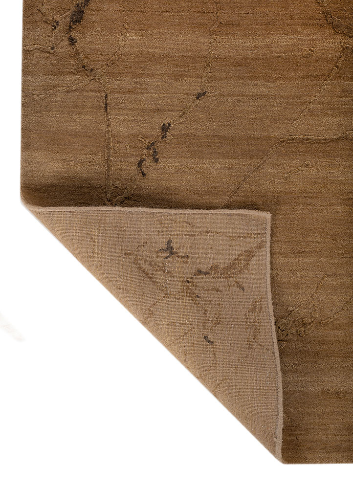 urban pause by kavi gold wool and silk hand knotted Rug - Perspective