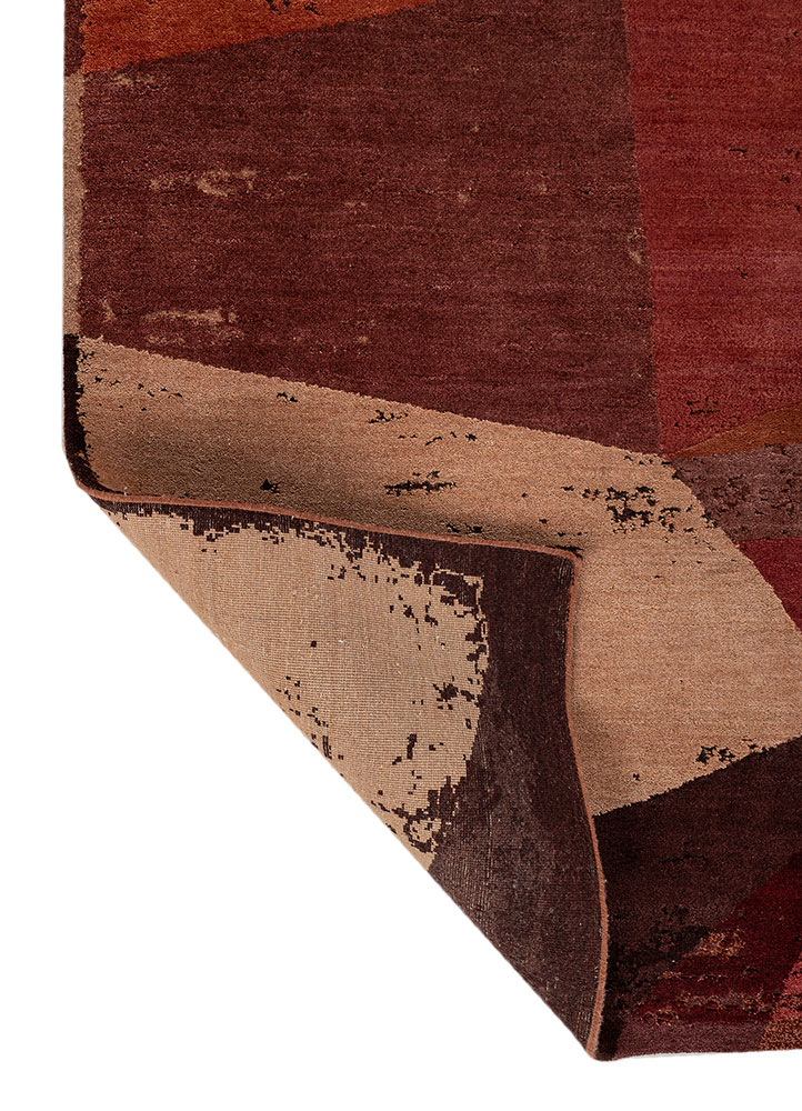 unfold by kavi red and orange wool and silk hand knotted Rug - Perspective