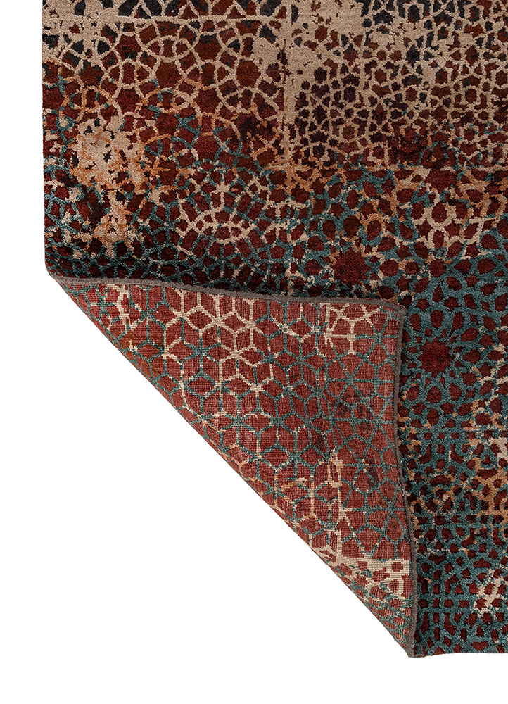 tattvam blue wool and silk hand knotted Rug - Perspective