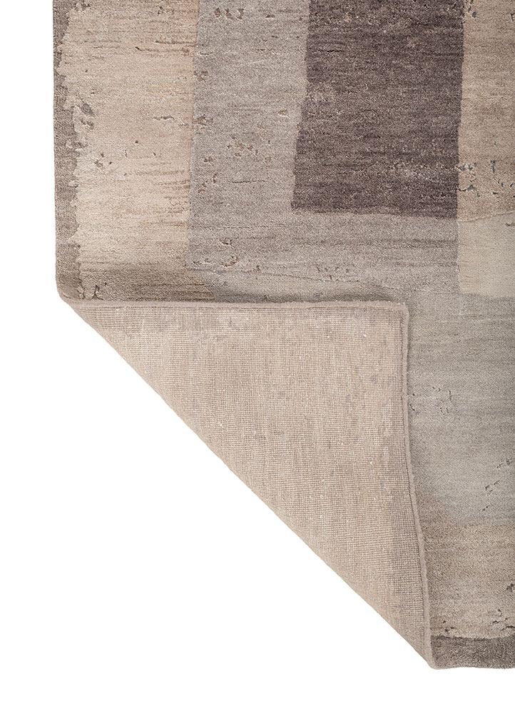 unfold by kavi beige and brown wool and silk hand knotted Rug - Perspective