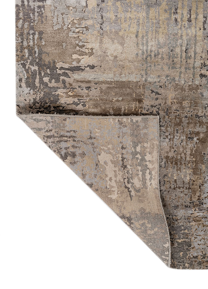 aprezo beige and brown wool and silk hand knotted Rug - Perspective