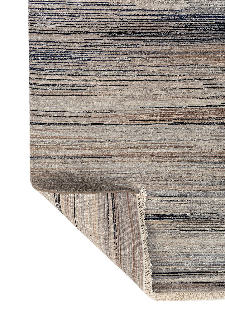 entropy grey and black wool and silk hand knotted Rug - Perspective
