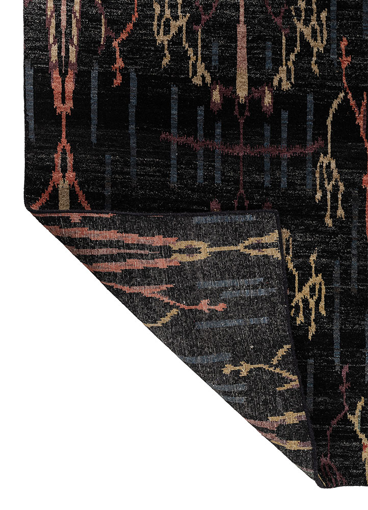 aprezo grey and black wool hand knotted Rug - Perspective