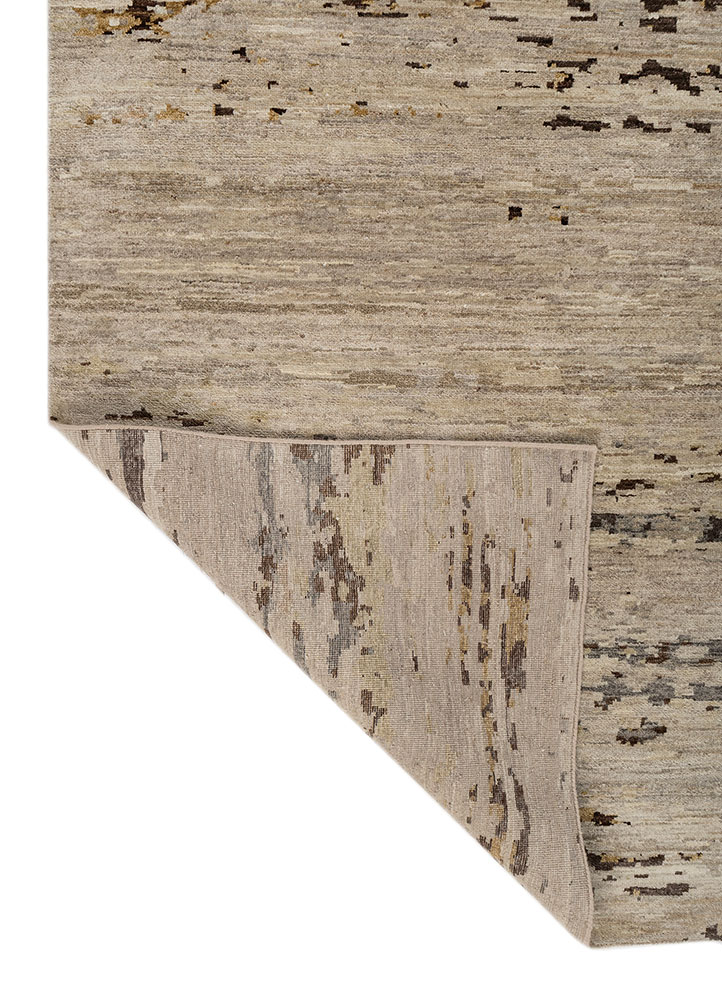 entropy beige and brown afghan wool hand knotted Rug - Perspective