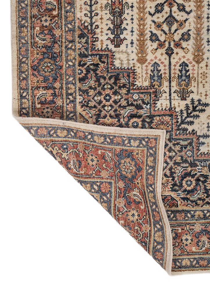 someplace in time ivory afghan wool hand knotted Rug - Perspective