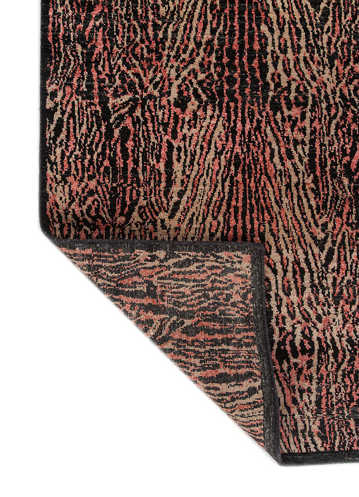 gilded age grey and black wool hand knotted Rug - Perspective