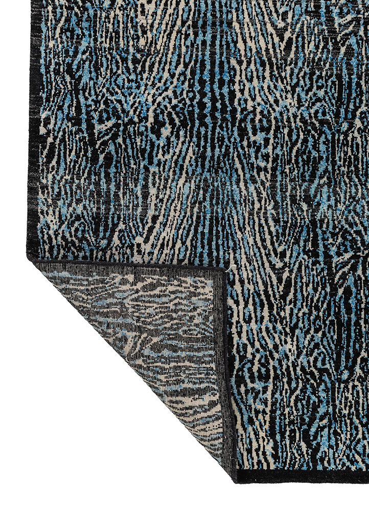 gilded age grey and black afghan wool hand knotted Rug - Perspective
