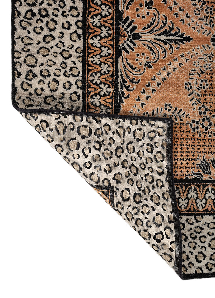 gilded age red and orange afghan wool hand knotted Rug - Perspective