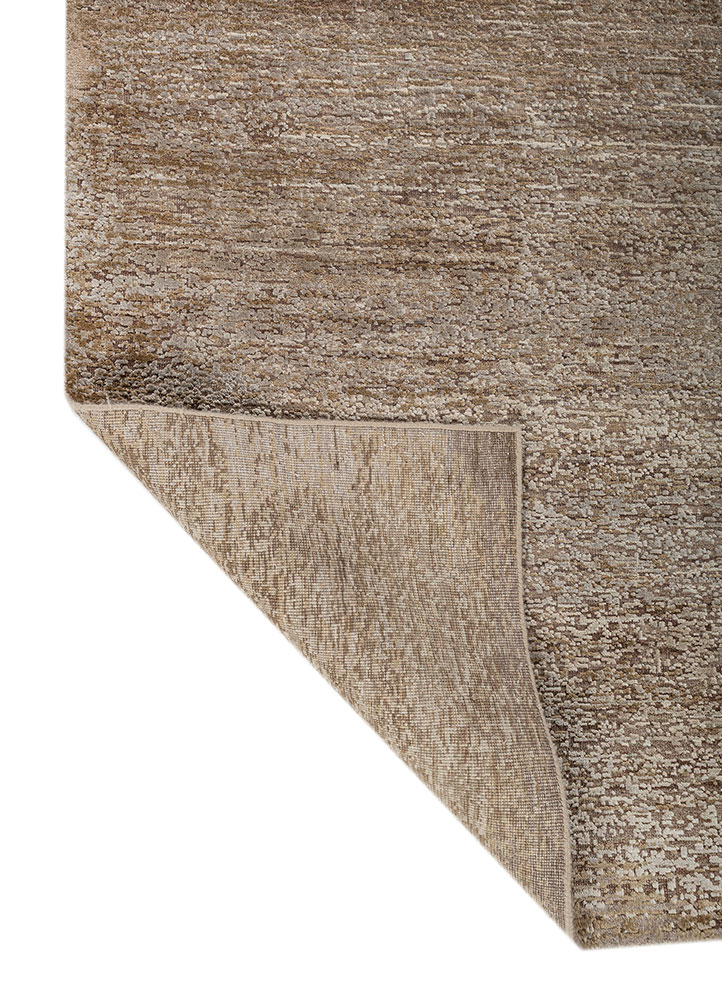 entropy beige and brown wool and silk hand knotted Rug - Perspective