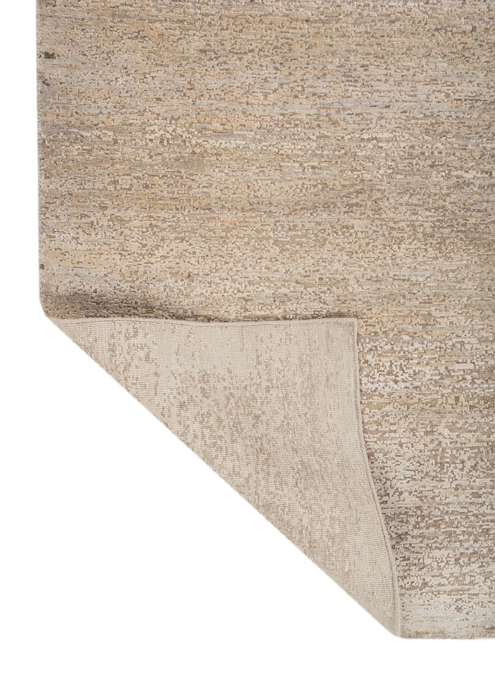 entropy ivory wool and silk hand knotted Rug - Perspective