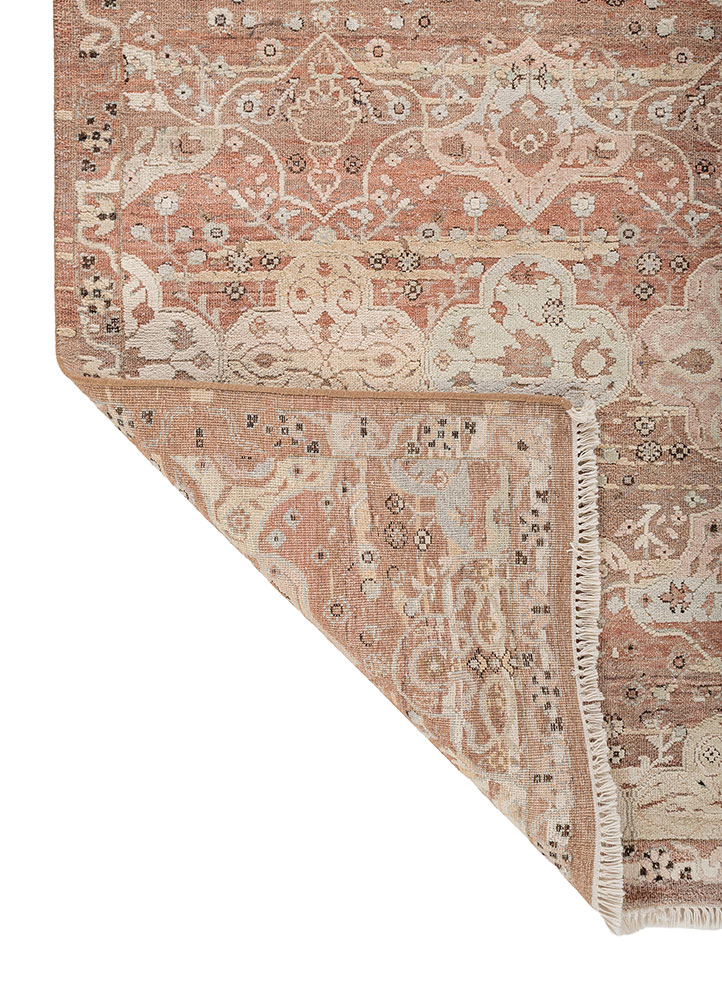 viscaya red and orange afghan wool and silk hand knotted Rug - Perspective