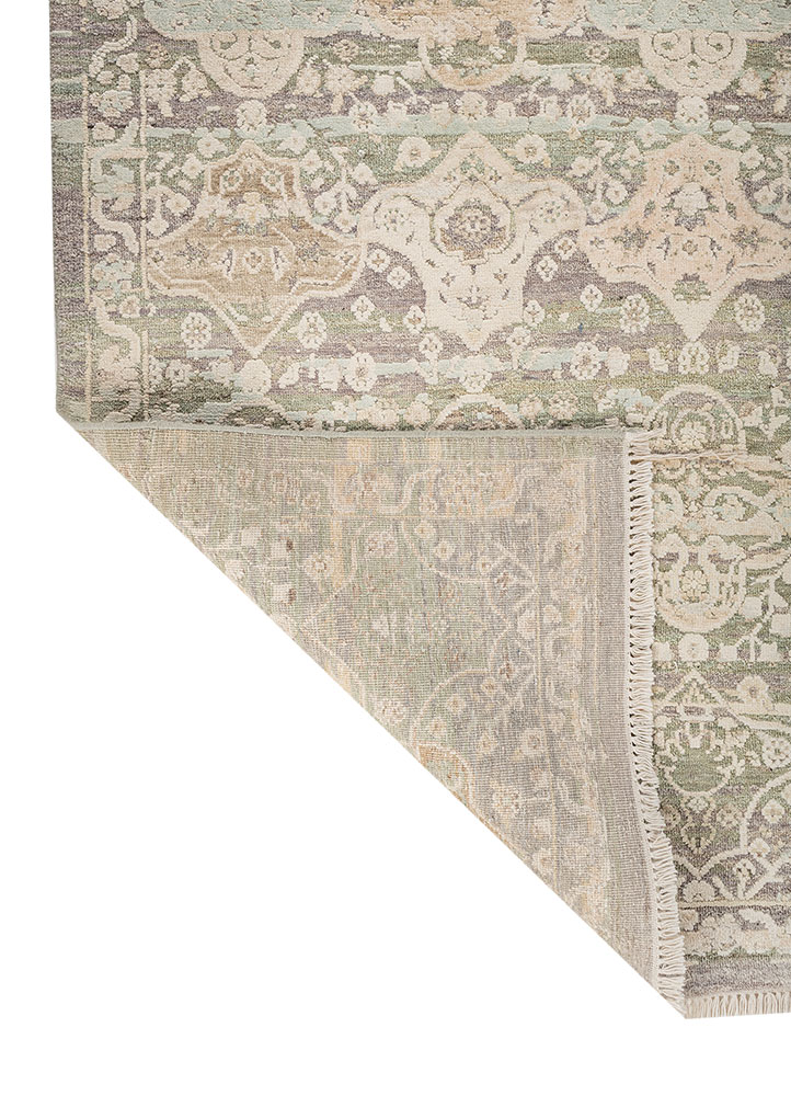 viscaya blue afghan wool and silk hand knotted Rug - Perspective
