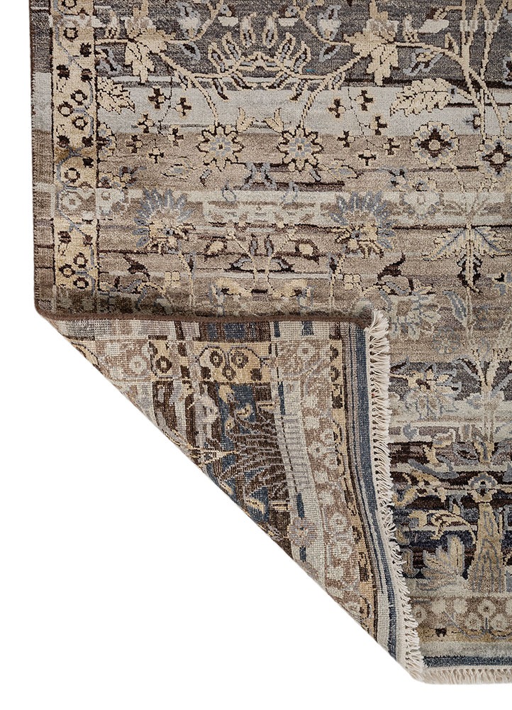 viscaya grey and black afghan wool and silk hand knotted Rug - Perspective
