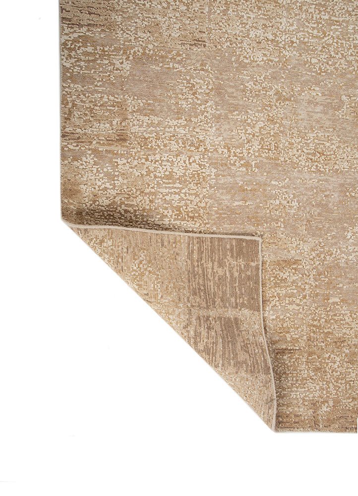 entropy beige and brown wool and silk hand knotted Rug - Perspective