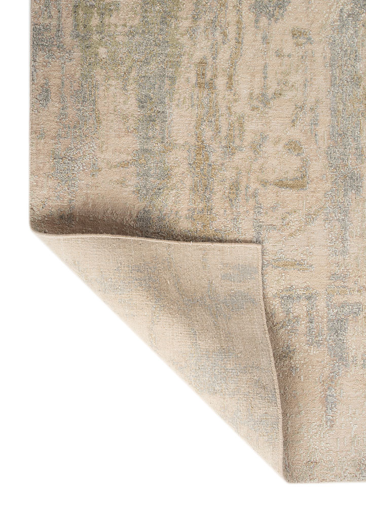 entropy ivory wool and silk hand knotted Rug - Perspective
