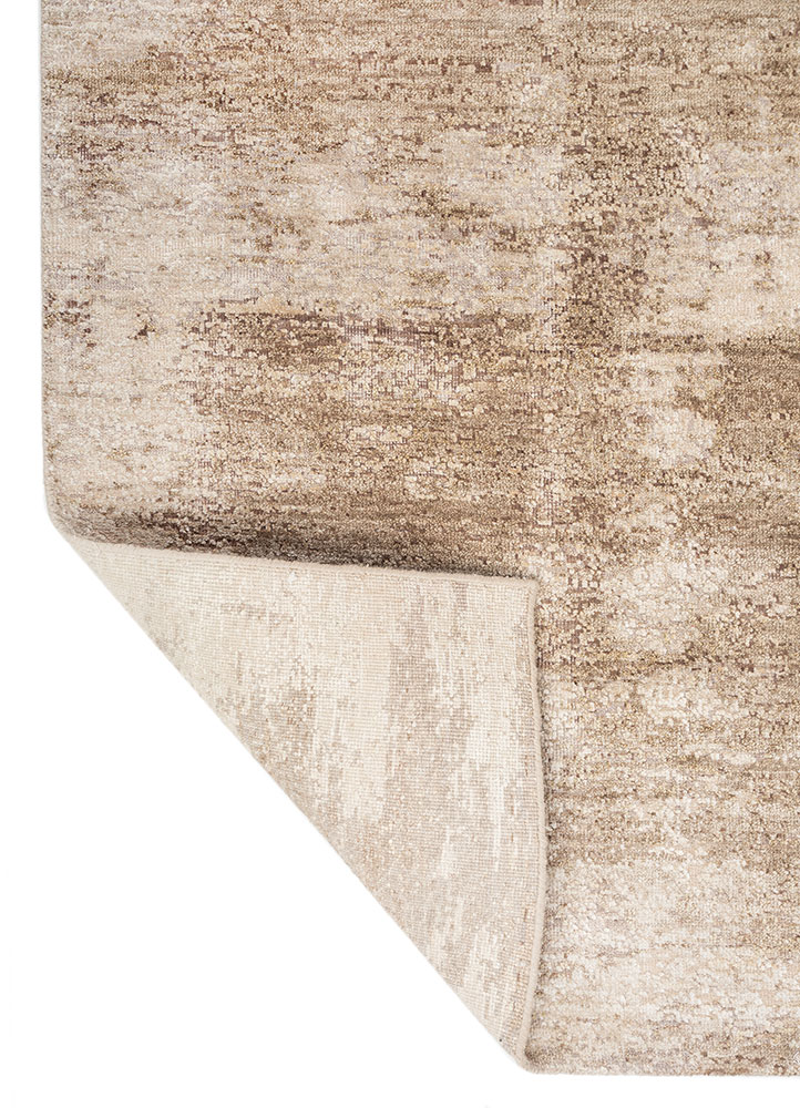 entropy ivory wool and silk hand knotted Rug - Perspective