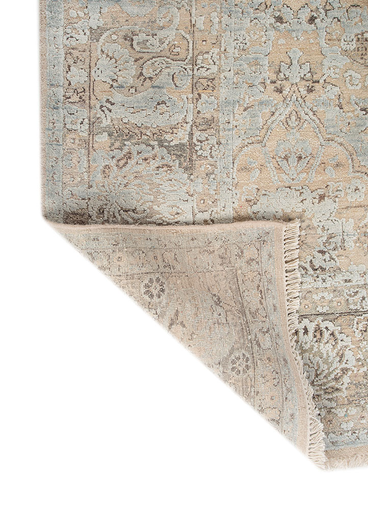 viscaya ivory wool and silk hand knotted Rug - Perspective