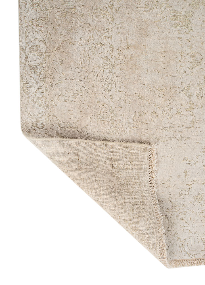far east ivory afghan wool and silk hand knotted Rug - Perspective