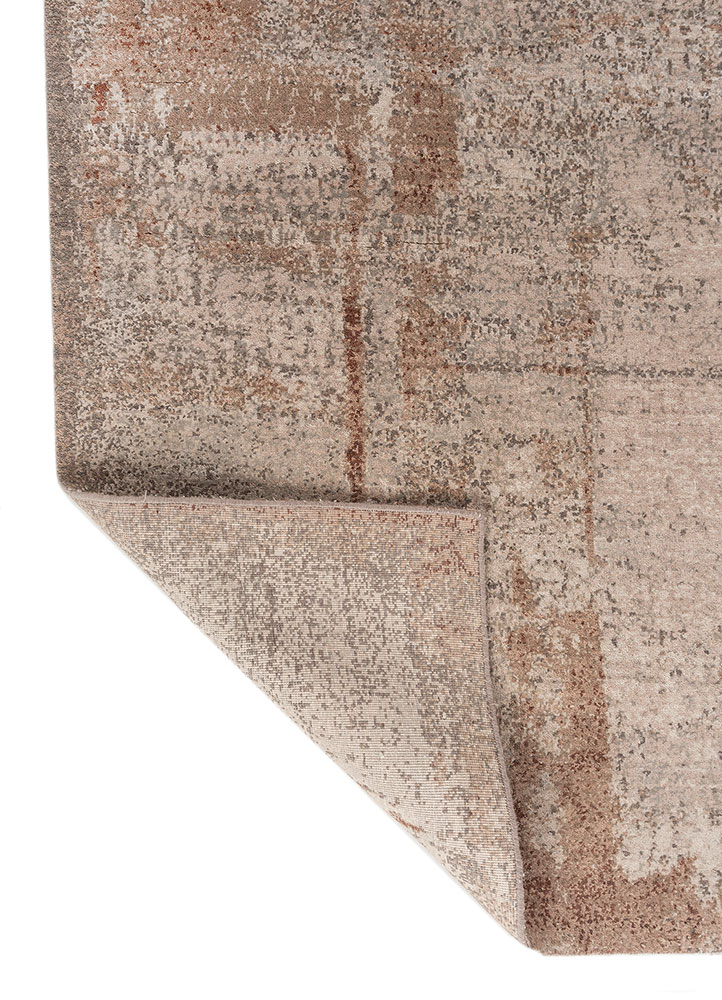 entropy beige and brown wool and bamboo silk hand knotted Rug - Perspective